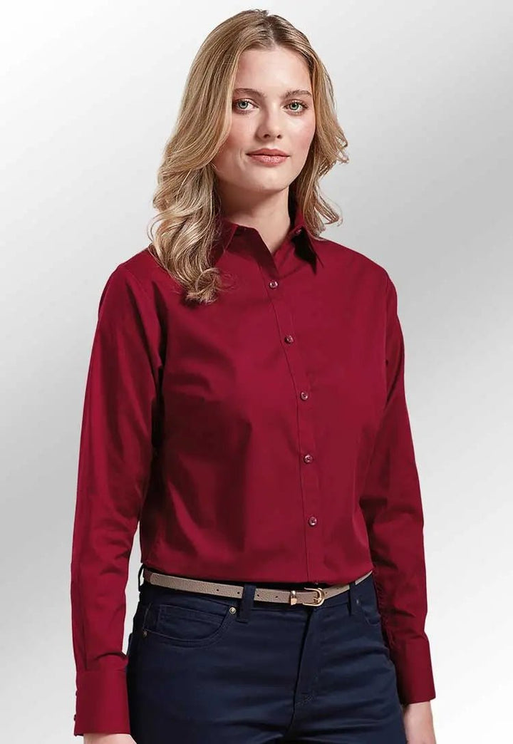 Women's Classic Long Sleeve Poplin Blouse - The Work Uniform Company