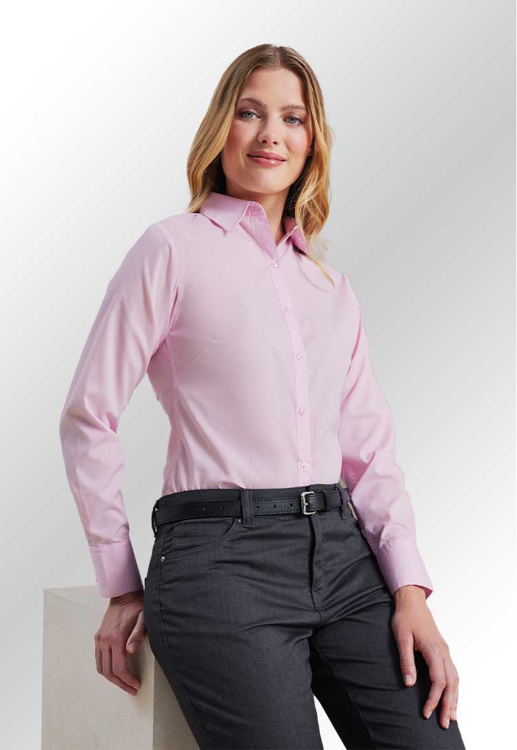 Women's Vibrant Long Sleeve Poplin Blouse - The Work Uniform Company