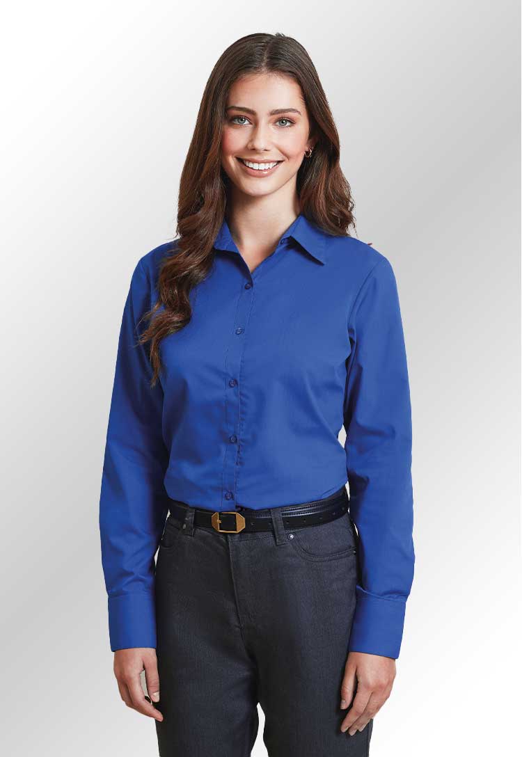 Women's Cool Long Sleeve Poplin Blouse - The Work Uniform Company