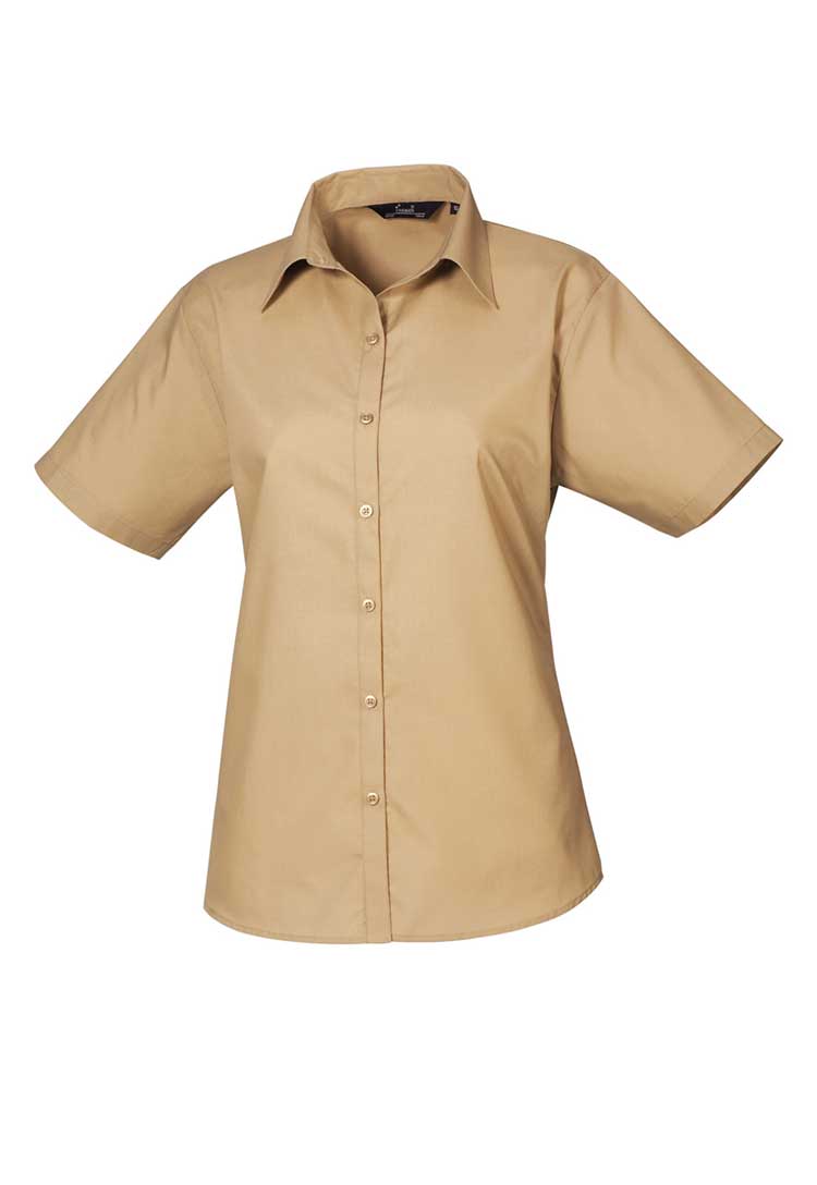 Women's Short Sleeve Poplin Blouse - The Work Uniform Company