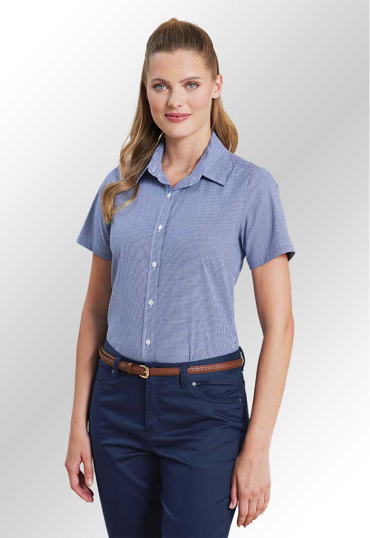 Microcheck Gingham Short Sleeve Shirt - The Work Uniform Company