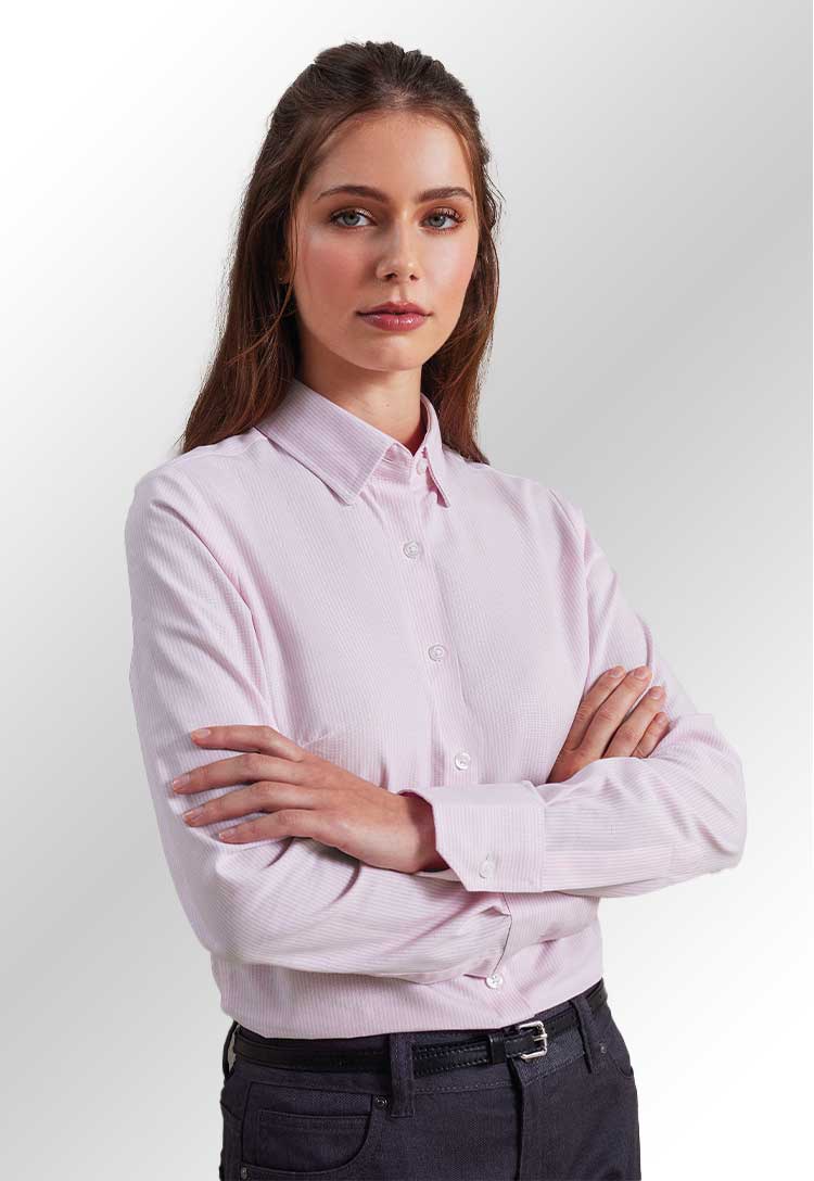 Women's Cotton - Rich Oxford Striped Blouse - The Work Uniform Company
