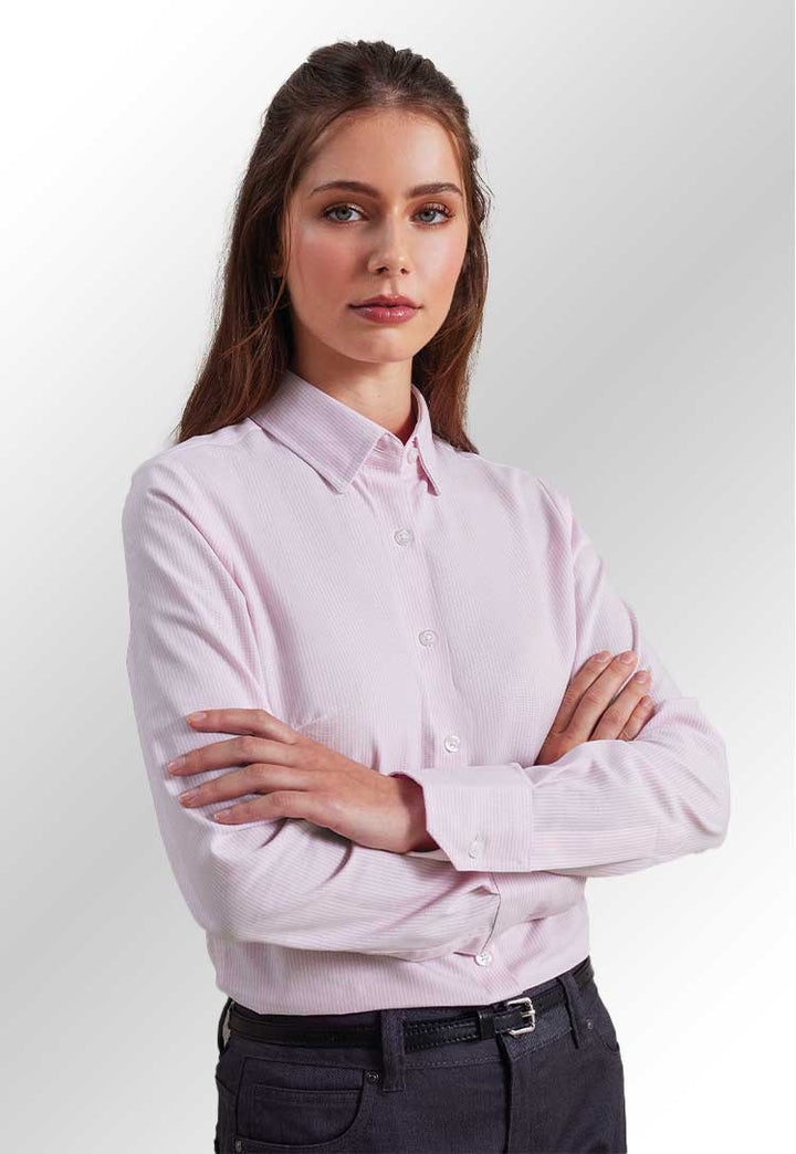 Women's Cotton - Rich Oxford Striped Blouse - The Work Uniform Company