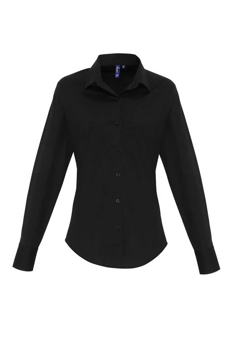 Women's Stretch Fit Cotton Poplin Long Sleeve Shirt - The Work Uniform Company