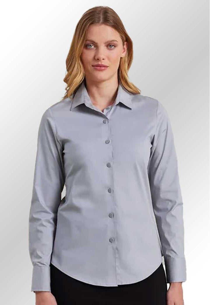 Women's Stretch Fit Cotton Poplin Long Sleeve Shirt - The Work Uniform Company