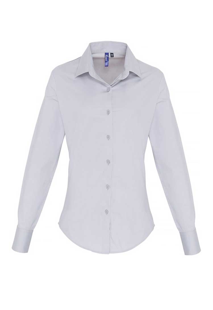Women's Stretch Fit Cotton Poplin Long Sleeve Shirt - The Work Uniform Company