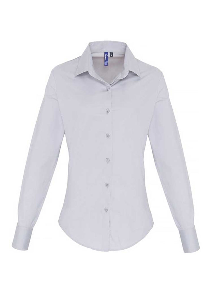 Women's Stretch Fit Cotton Poplin Long Sleeve Shirt - The Work Uniform Company