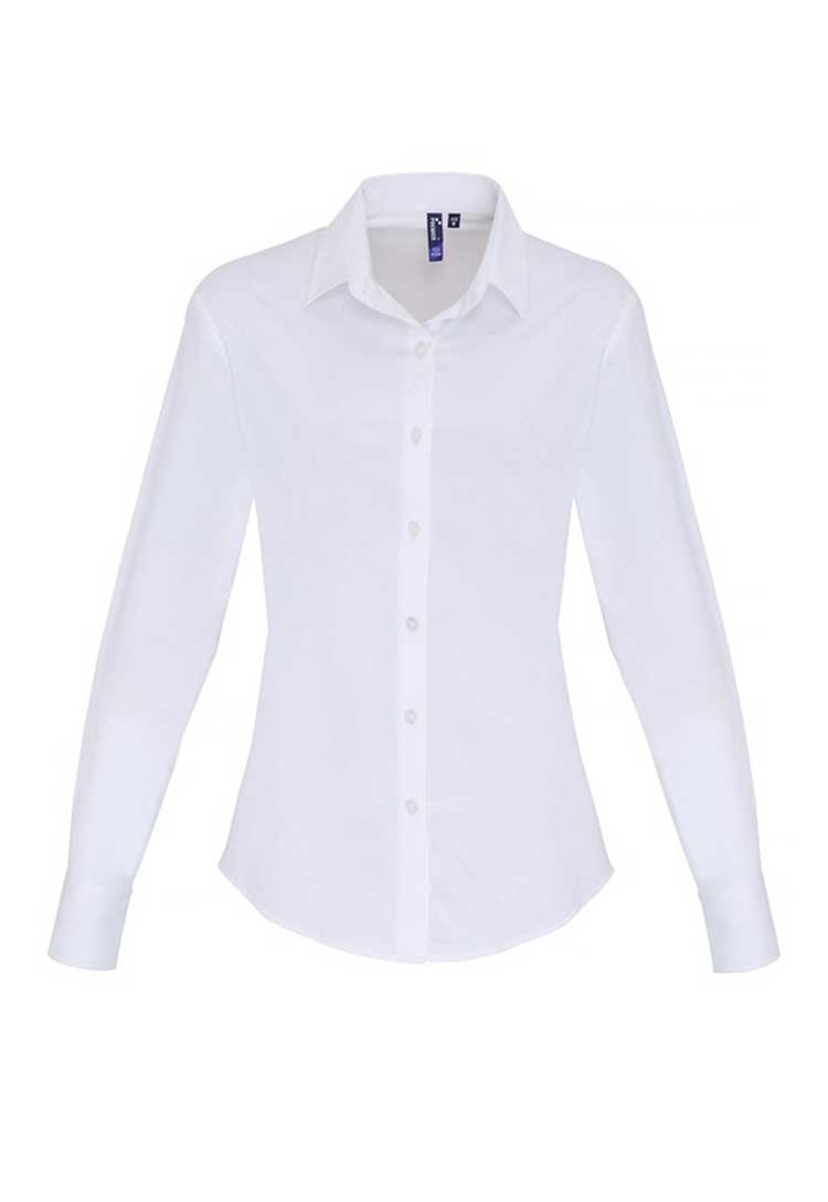 Women's Stretch Fit Cotton Poplin Long Sleeve Shirt - The Work Uniform Company