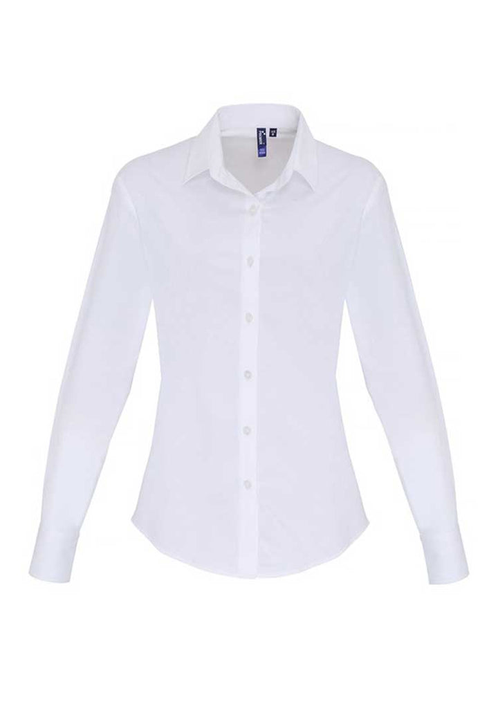 Women's Stretch Fit Cotton Poplin Long Sleeve Shirt - The Work Uniform Company