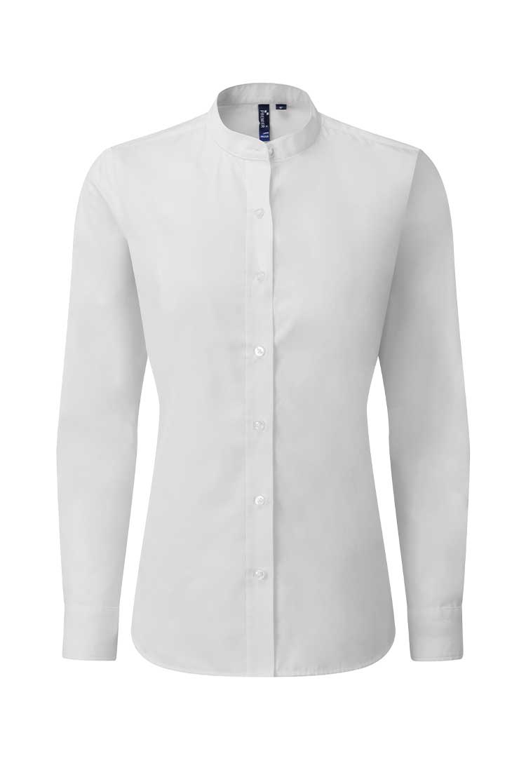 Women's Banded Collar Grandad Long Sleeve Shirt - The Work Uniform Company