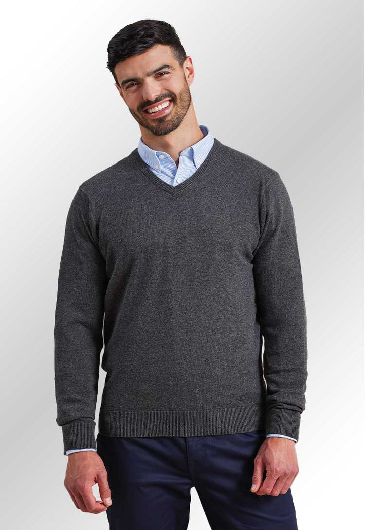 Mens V - Neck Knitted Sweater - The Work Uniform Company