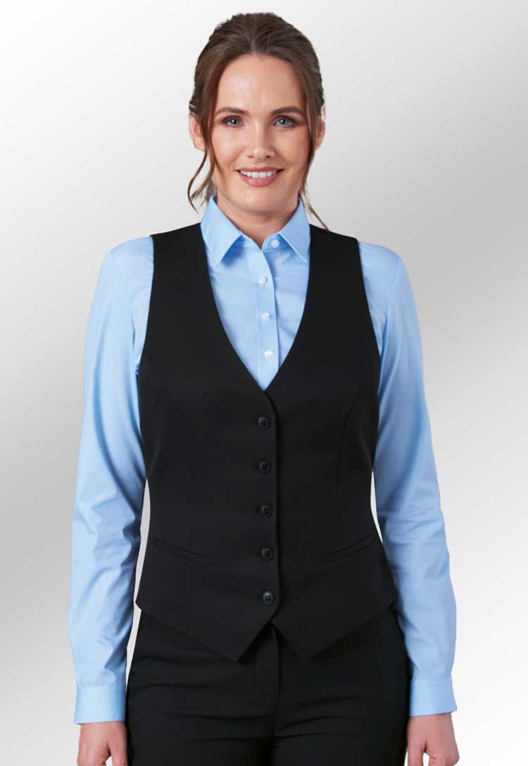 Clip of Model Wearing Luna Ladies Waistcoat 2257 in Black