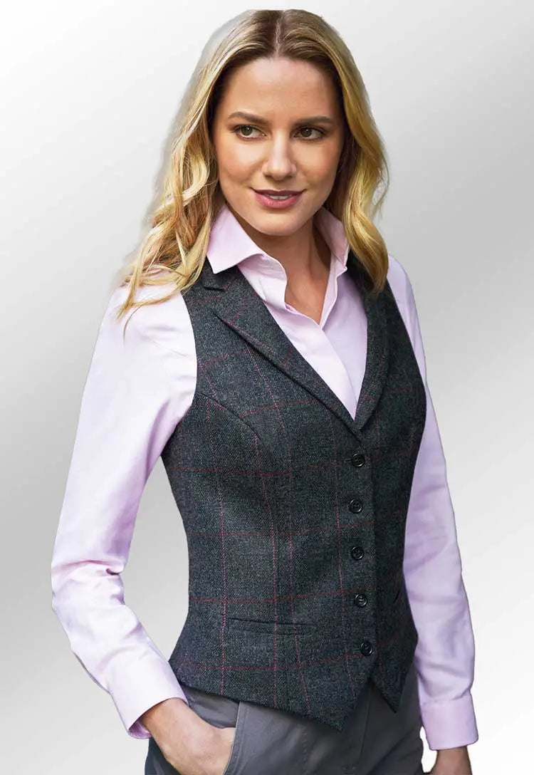 Clip of Model Wearing the Nashville Ladies Waistcoat 2310 in Charcoal/Pink