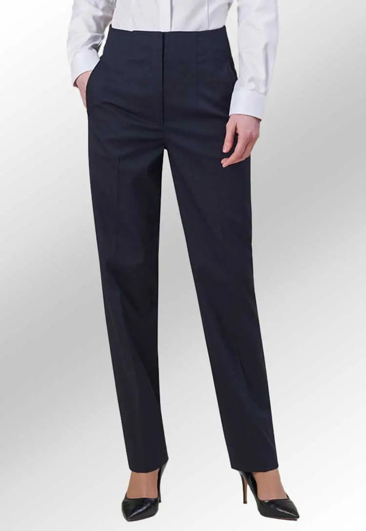 Clip of Model Wearing the Rosalind High Waist Trouser in Navy