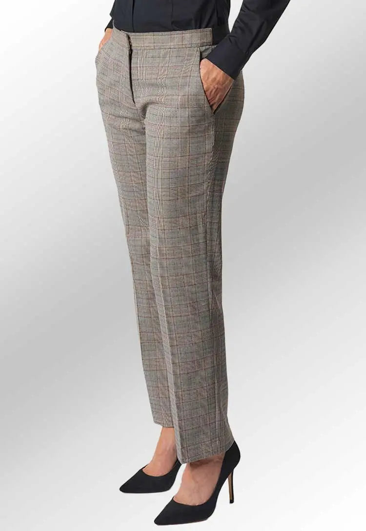 Clip of Model Wearing Stella Check Trouser 2364 in Grey Check