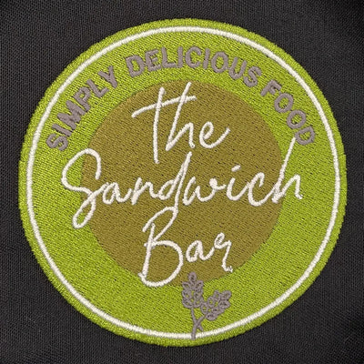 Embroidered patch with 'The Sandwich Bar' text