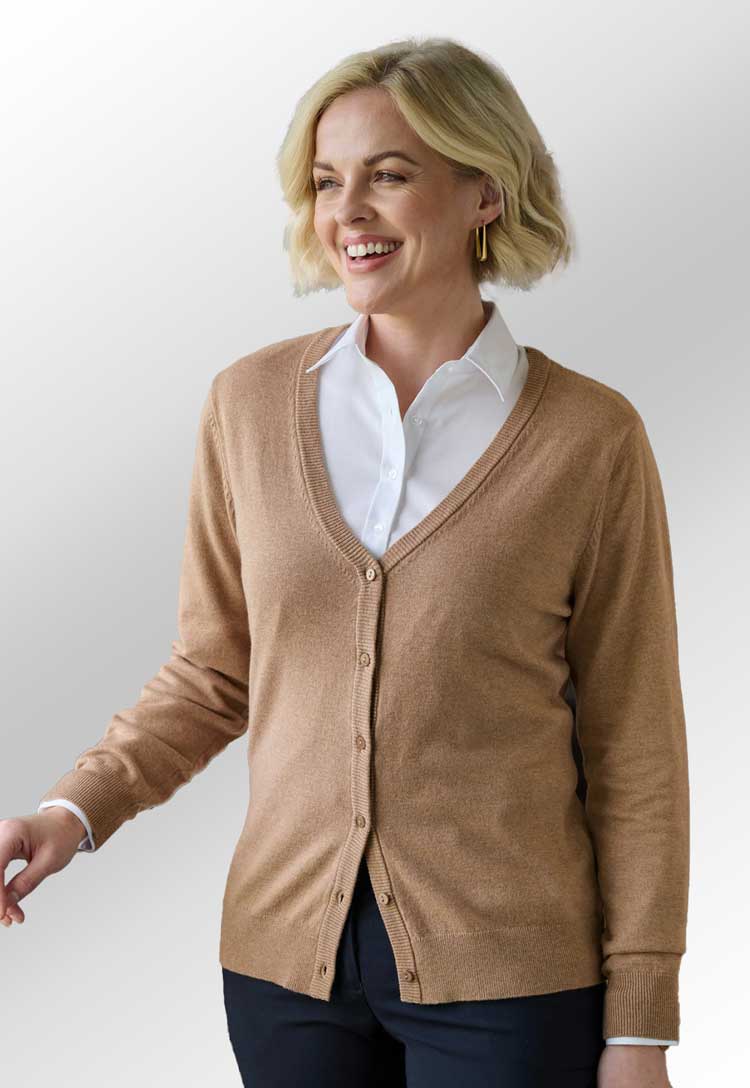 Sofia Merino Wool V Neck Cardigan - The Work Uniform Company
