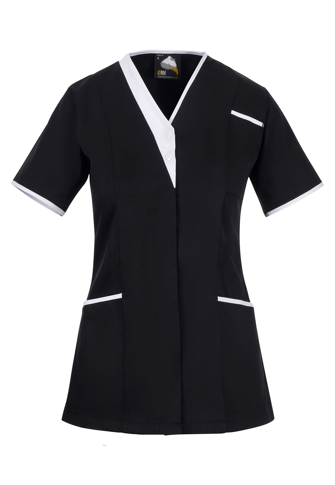8200 Tonia V - Neck Ladies Tunic (Black/Grey) - The Work Uniform Company