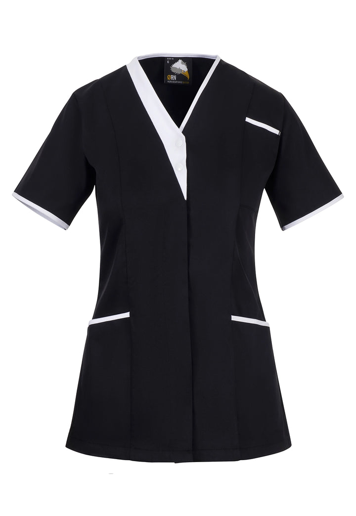 8200 Tonia V - Neck Ladies Tunic (Black/Grey) - The Work Uniform Company