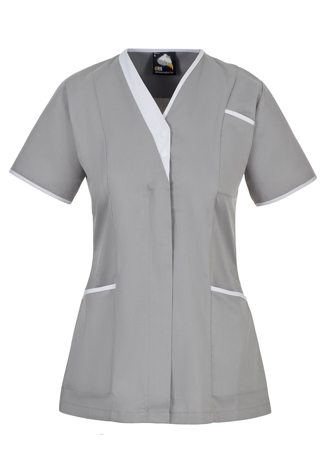 8200 Tonia V - Neck Ladies Tunic (Black/Grey) - The Work Uniform Company