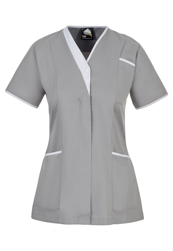 8200 Tonia V - Neck Ladies Tunic (Black/Grey) - The Work Uniform Company