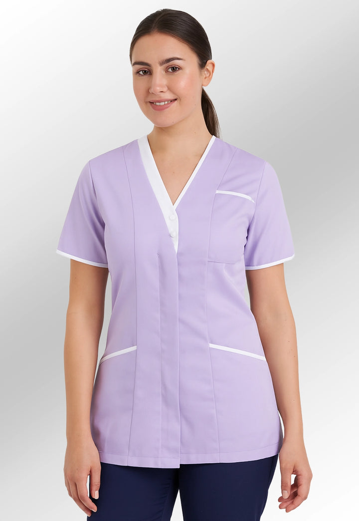 8200 Tonia V Neck Ladies Tunic (Purple) - The Work Uniform Company