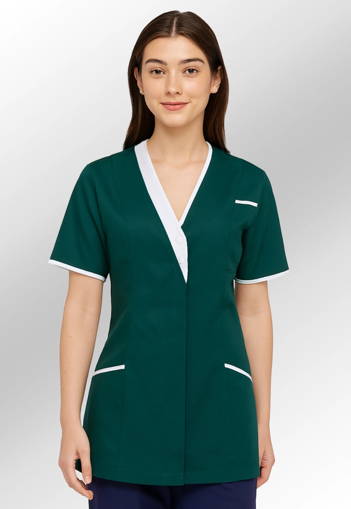 8200 Tonia V Neck Ladies Tunic (Green) - The Work Uniform Company