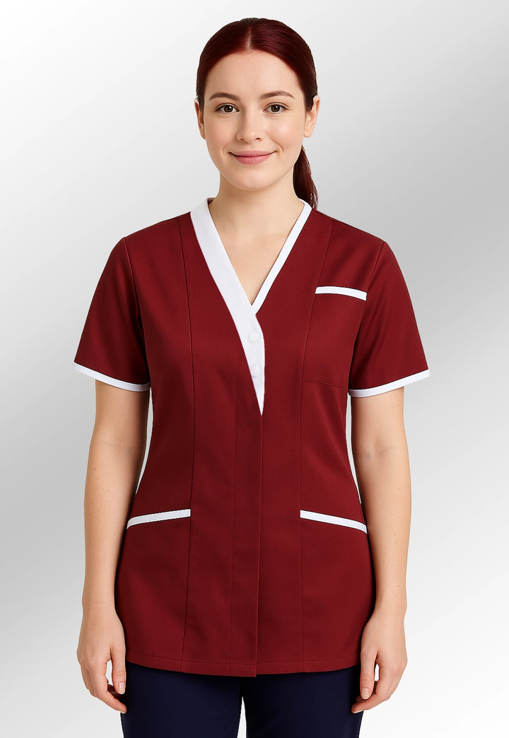 8200 Florence Ladies Tunic (Maroon) - The Work Uniform Company