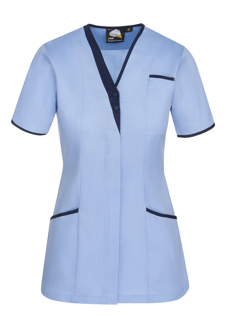 8200 Tonia V Neck Ladies Tunic (Blue) - The Work Uniform Company