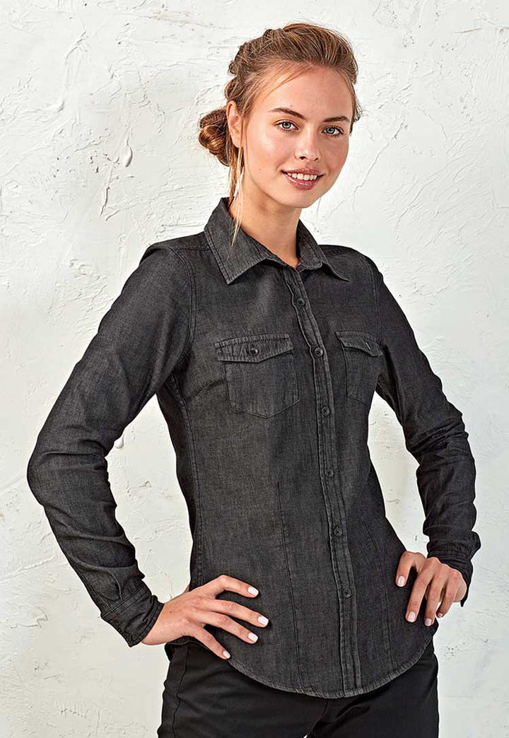Women's Jean Stitch Denim Shirt - The Work Uniform Company