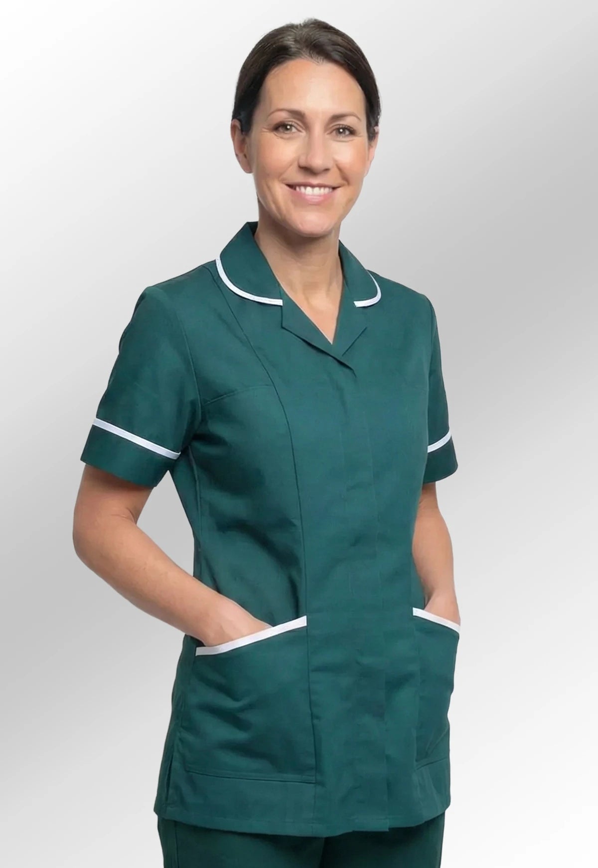 slim fit dress slacks Mediclo Women's Sal Essential Scrub Top - Surgical Green/L - Recycled Polyester - Rayon - Spandex main image 1