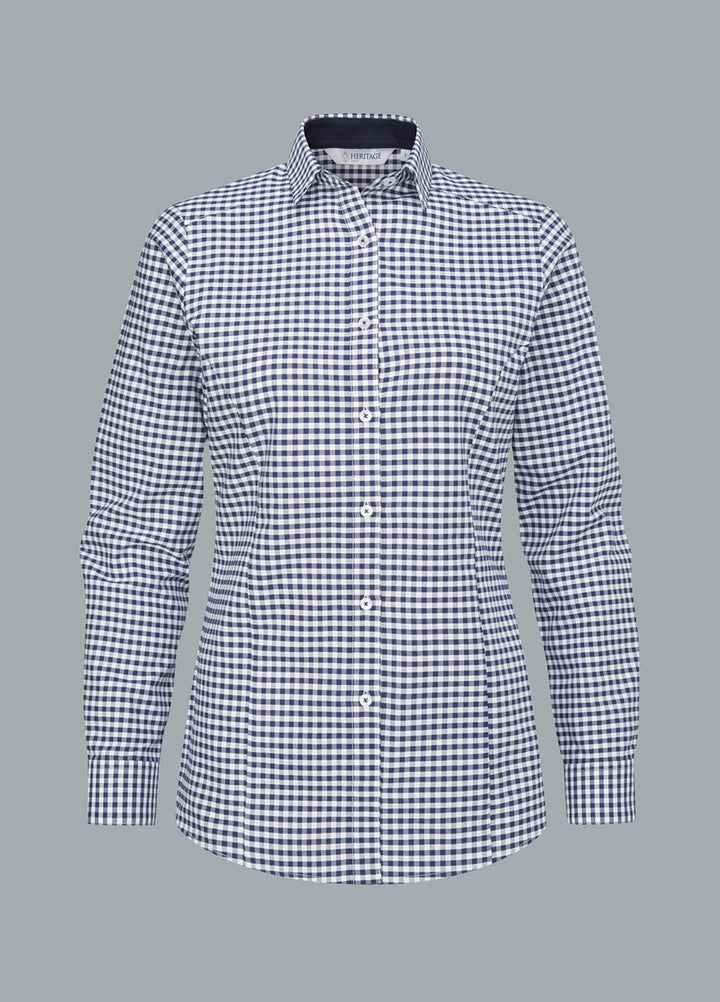 Elsa Checked Long Sleeve Blouse - The Work Uniform Company