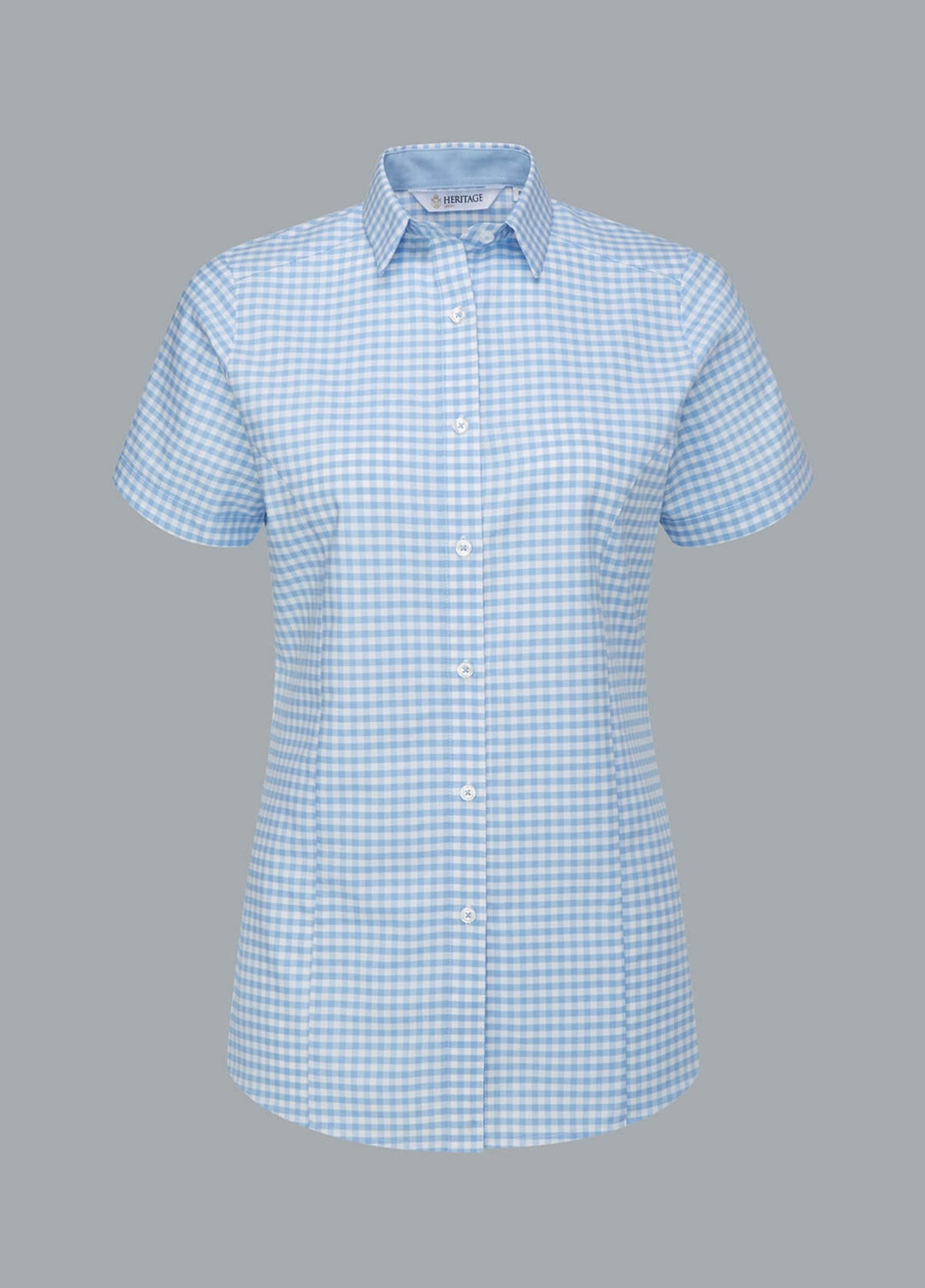 Elsa Checked Short Sleeve Blouse - The Work Uniform Company