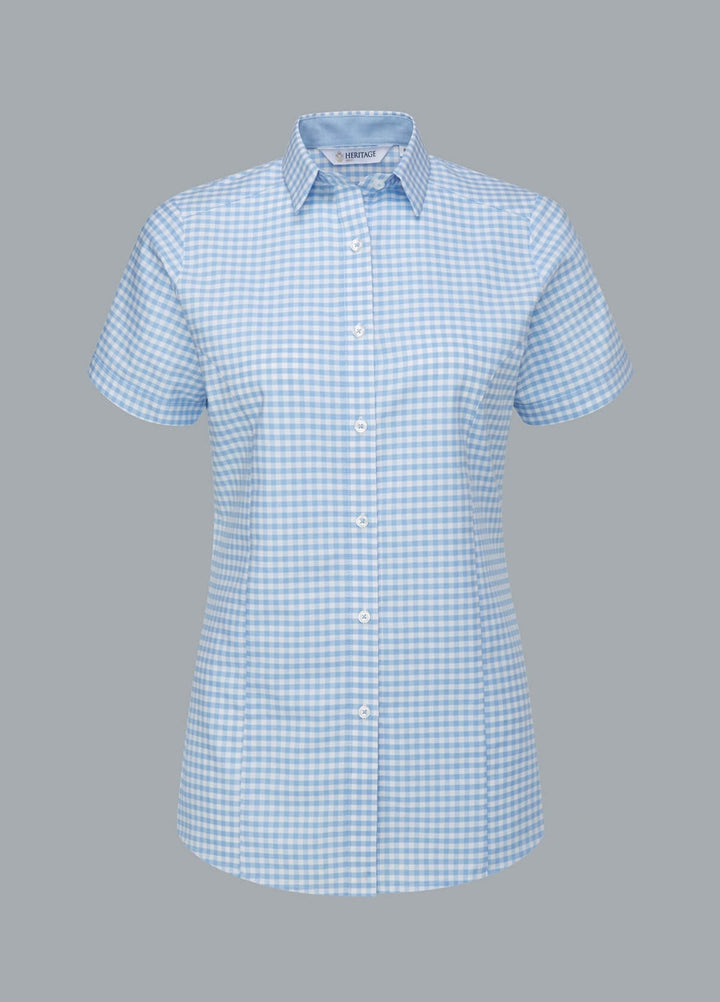 Elsa Checked Short Sleeve Blouse - The Work Uniform Company