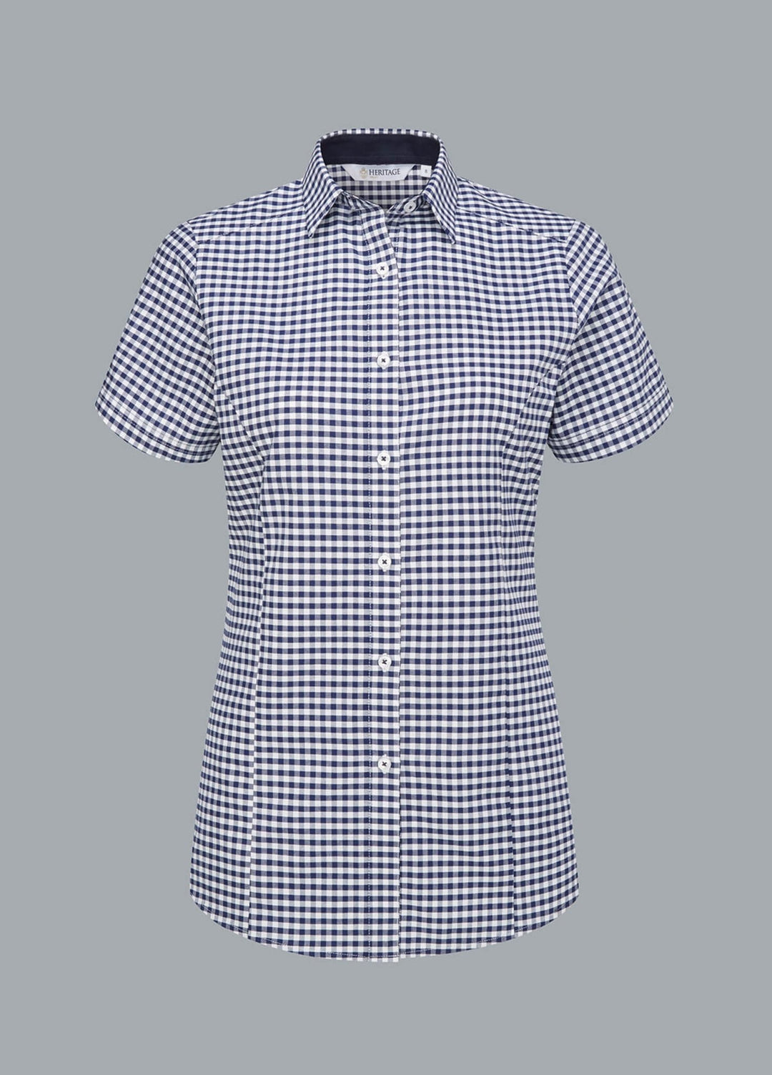 Elsa Checked Short Sleeve Blouse - The Work Uniform Company