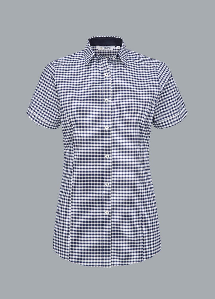 Elsa Checked Short Sleeve Blouse - The Work Uniform Company