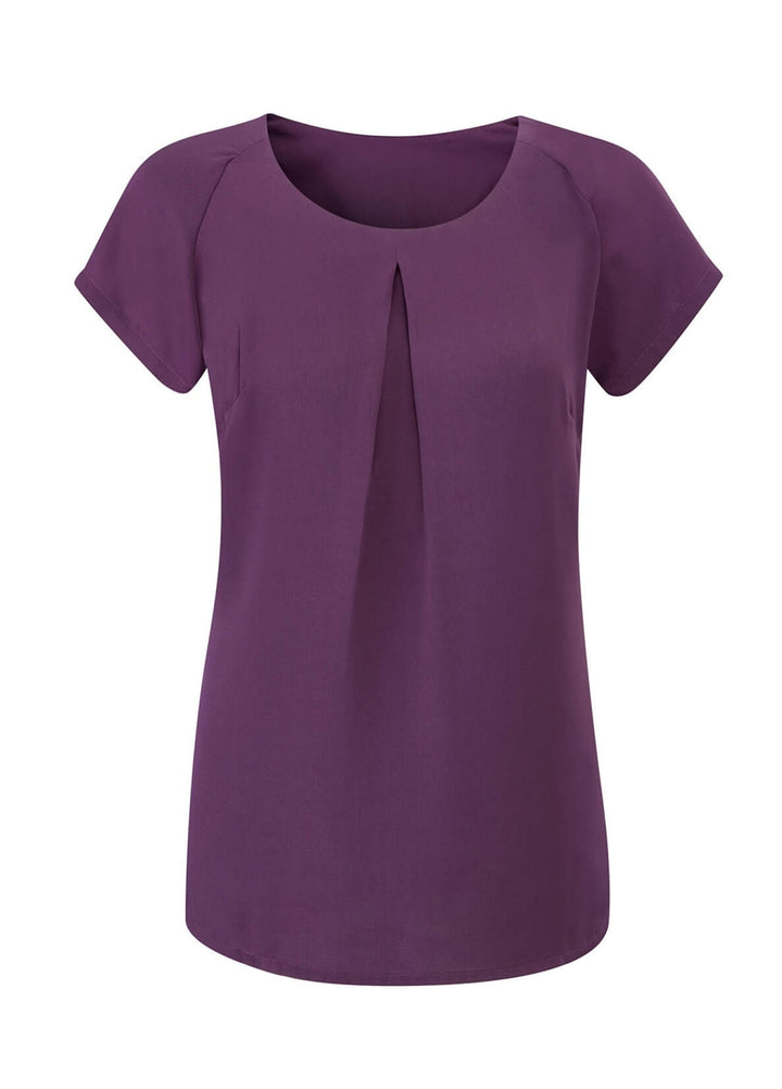 Mona Round Neck Short Sleeve Blouse - The Work Uniform Company