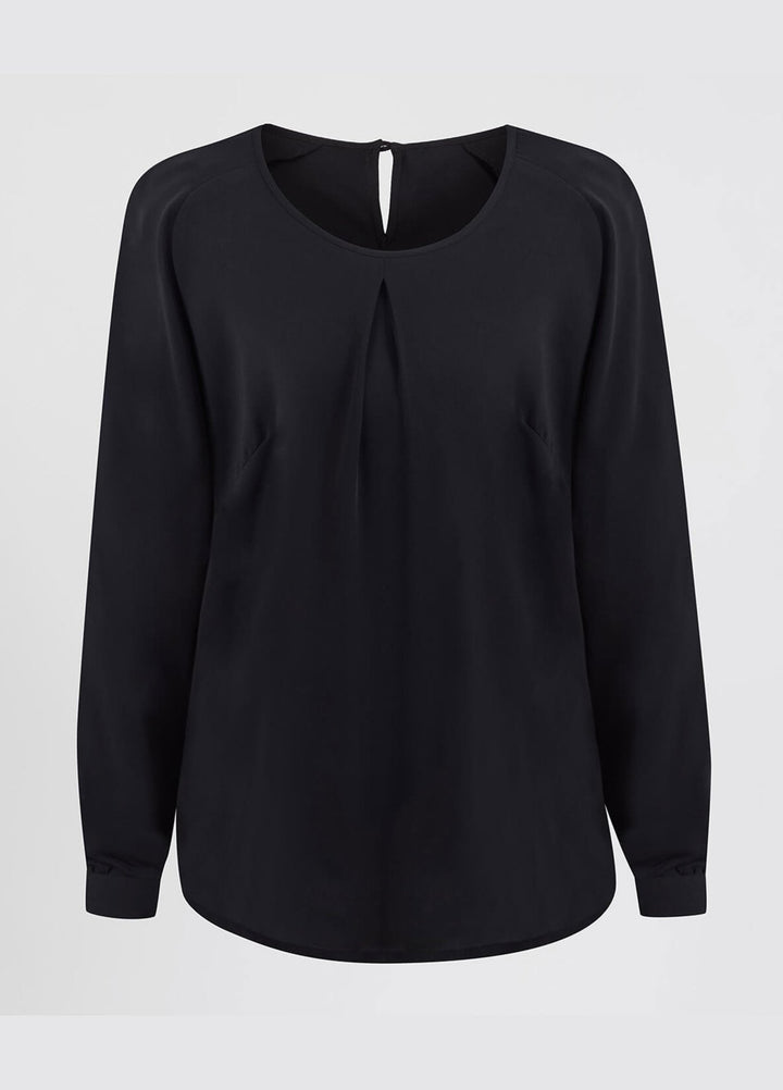 Mona Round Neck Long Sleeve Blouse - The Work Uniform Company
