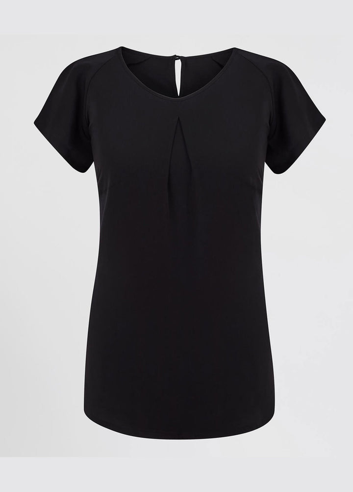 Mona Round Neck Short Sleeve Blouse - The Work Uniform Company