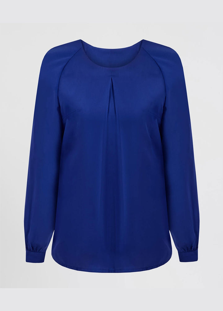 Mona Round Neck Long Sleeve Blouse - The Work Uniform Company