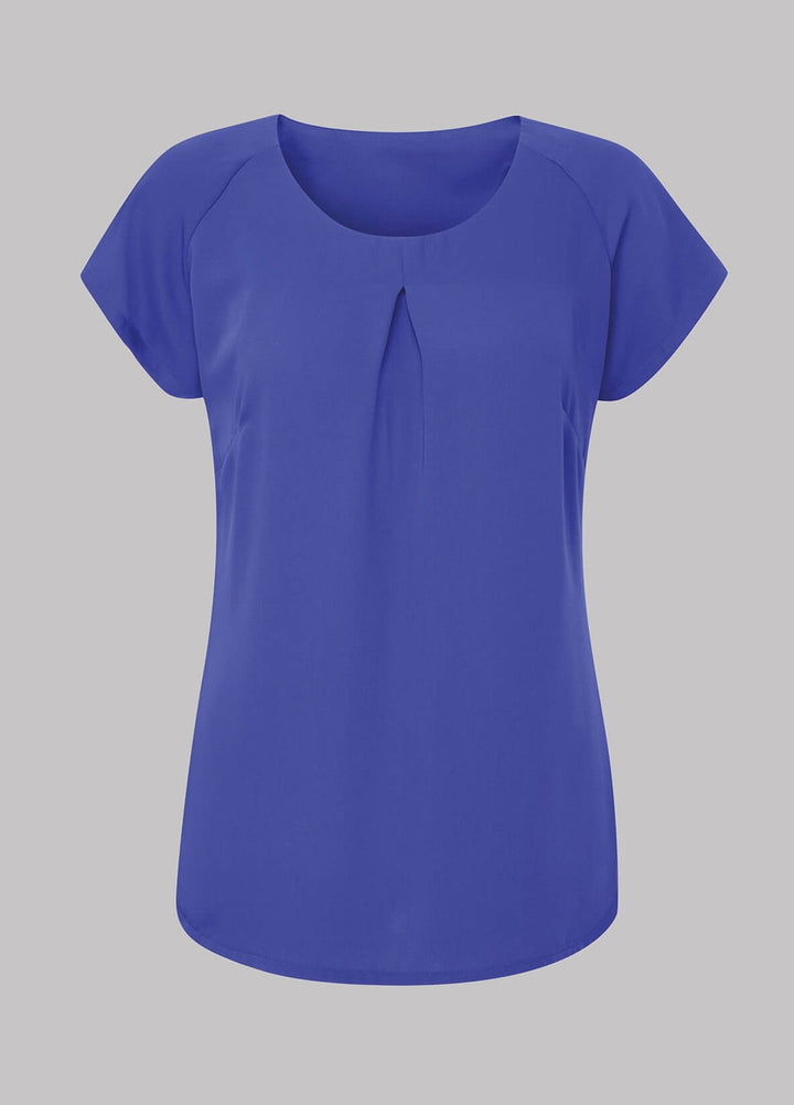 Mona Round Neck Short Sleeve Blouse - The Work Uniform Company