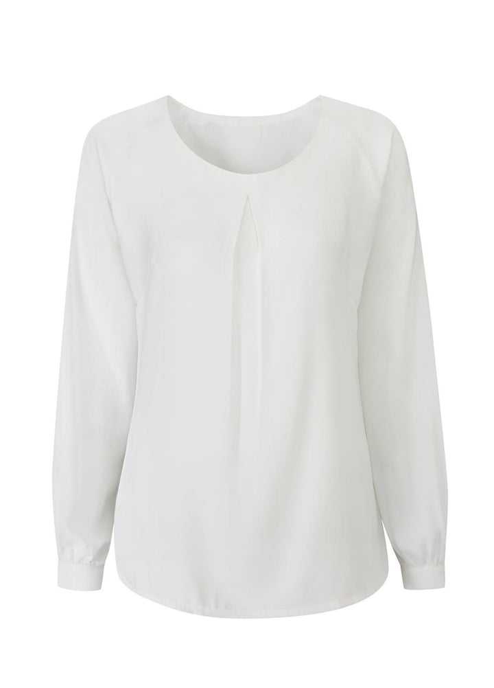 Mona Round Neck Long Sleeve Blouse - The Work Uniform Company