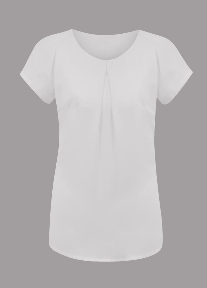 Mona Round Neck Short Sleeve Blouse - The Work Uniform Company