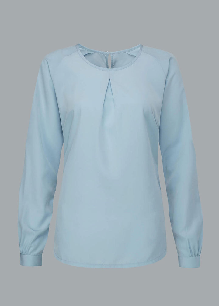 Mona Round Neck Long Sleeve Blouse - The Work Uniform Company