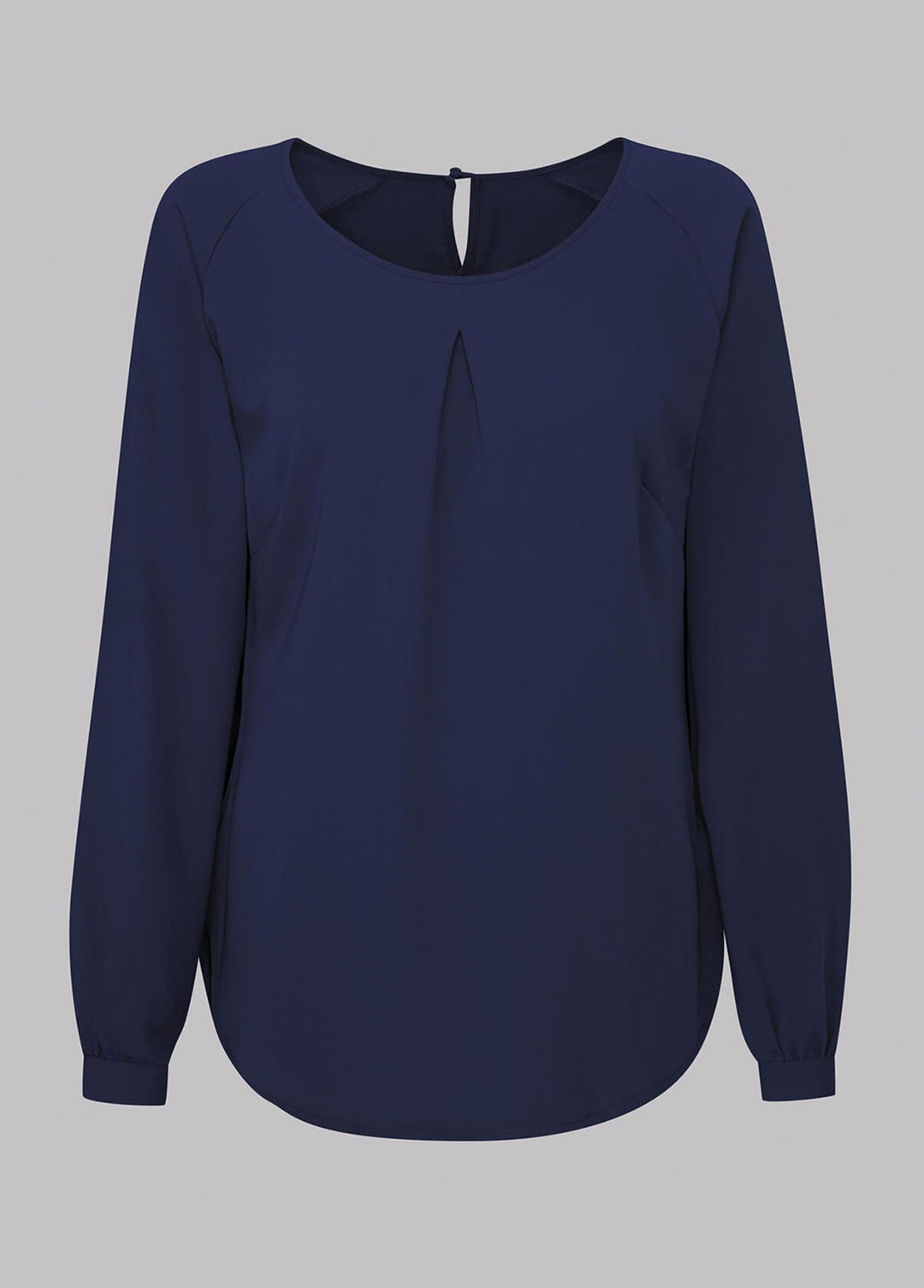 Mona Round Neck Long Sleeve Blouse - The Work Uniform Company
