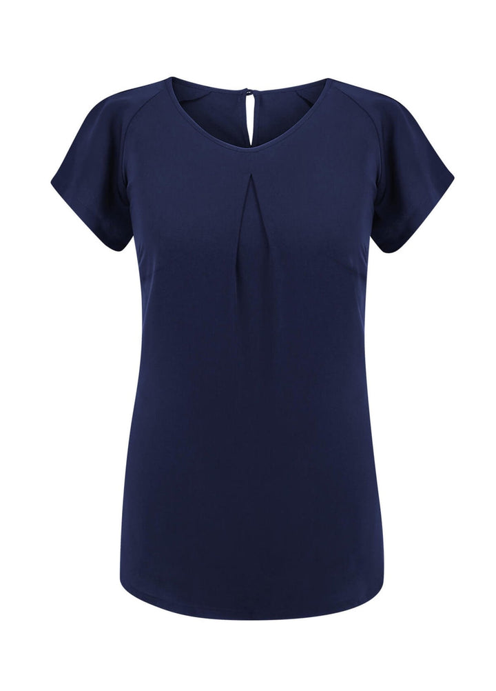 Mona Round Neck Short Sleeve Blouse - The Work Uniform Company