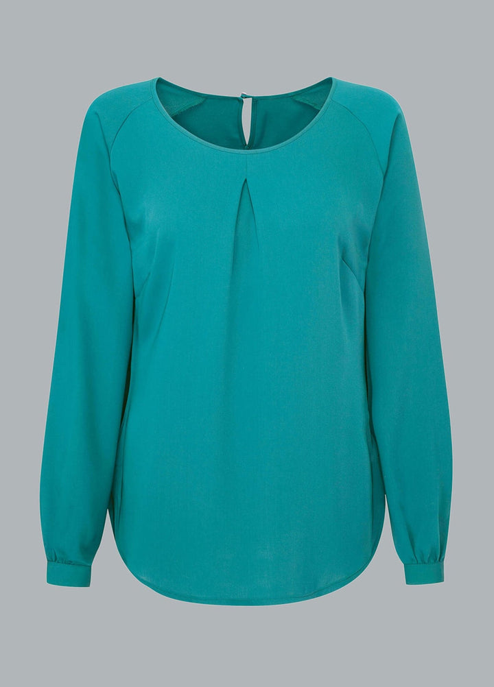 Mona Round Neck Long Sleeve Blouse - The Work Uniform Company