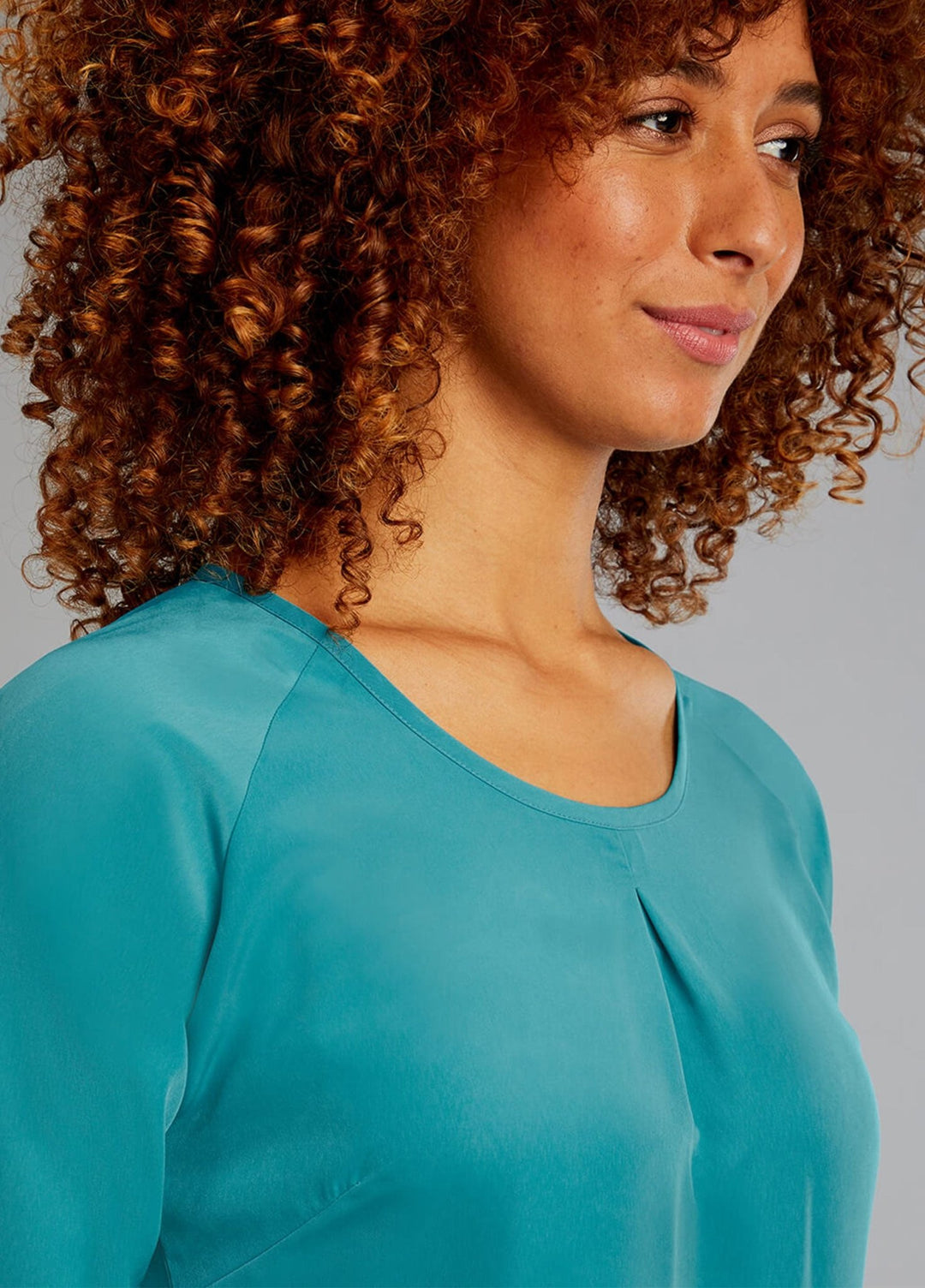 Mona Round Neck Long Sleeve Blouse - The Work Uniform Company