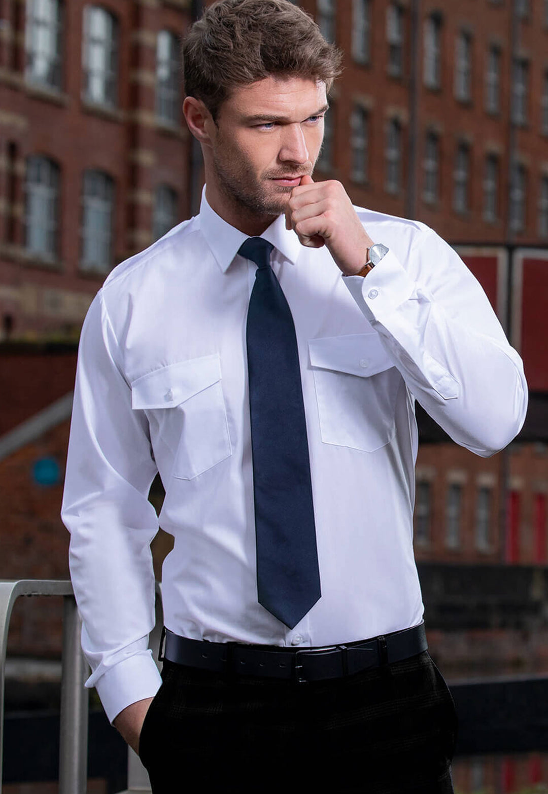 Men's Classic Pilot Shirt Long Sleeve - The Work Uniform Company