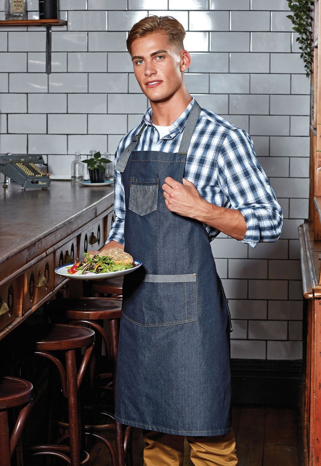 Denim Bib Apron Industrial Chic PR127 - The Work Uniform Company